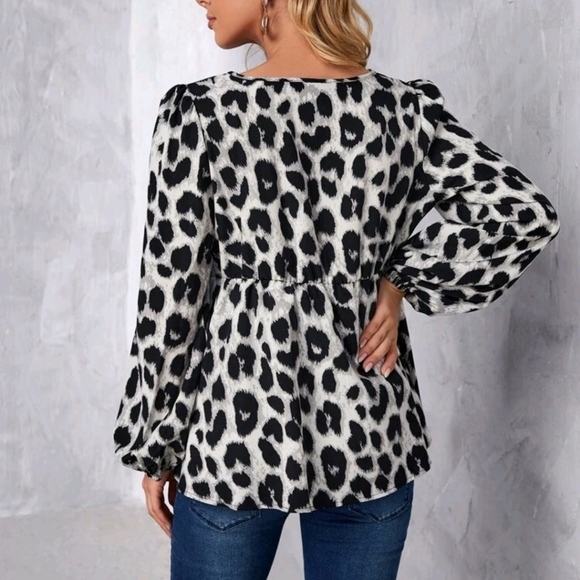 Maternity Allover Print Peplum Blouse - Picture 2 of 6